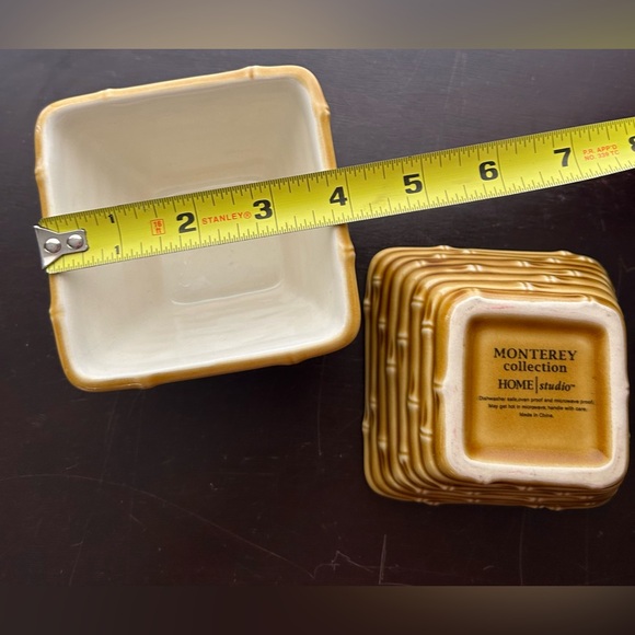 2 Home Studio, Monterey collection, bamboo theme, ceramic bowls. 4”x2.5” - Picture 8 of 8